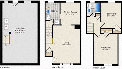 three plans of a floor plan of a house